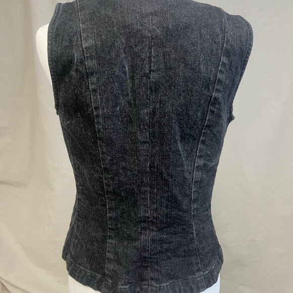Vintage American Living by Ralph Lauren Black Denim Vest Sz M Y2K Bikercore - Picture 4 of 7